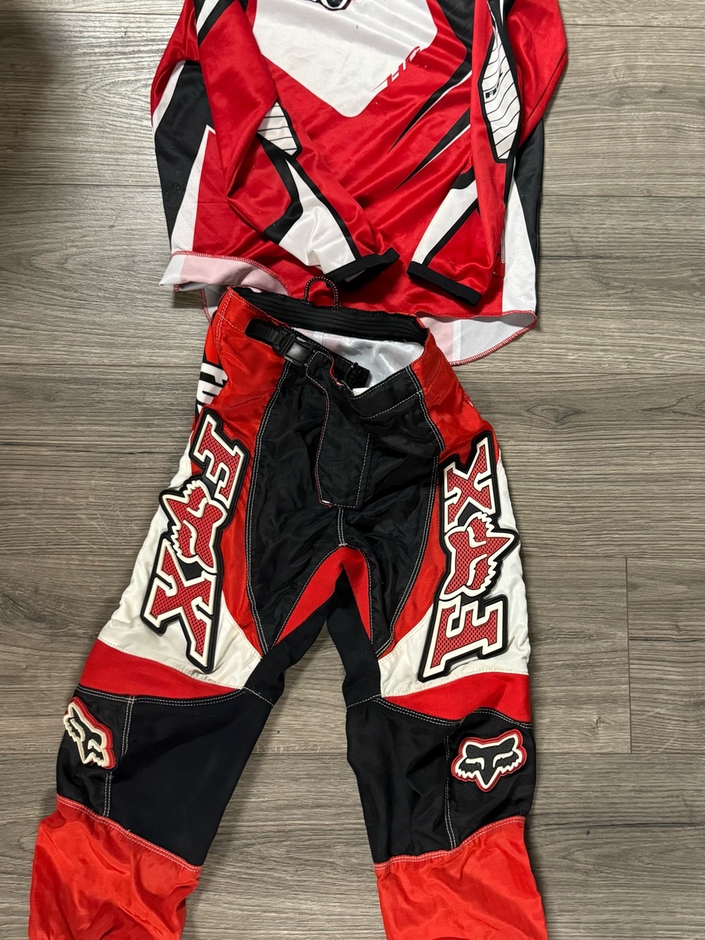 Fox Red, Black & White Kids Motocross DirtBike Pants & Top